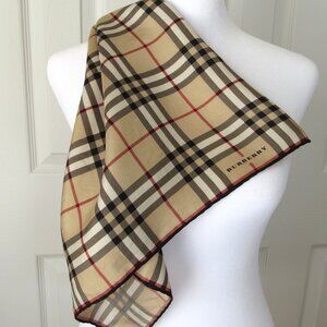 BURBERRY London Scarf Pocket Square Beige Brown Black Stripe Preppy